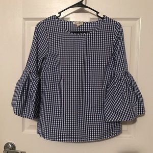 Gingham Bell Sleeve Blouse